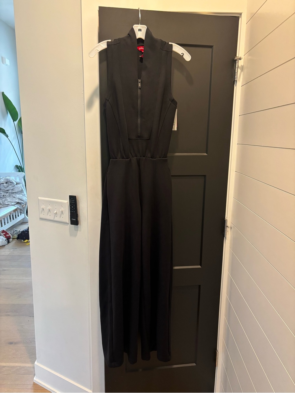 SPANX AirEssentials Shawl Collar Half Zip Jumpsuit XS petite Very Black NWT - Picture 8 of 14